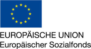 EU Logo mit ESF Schriftzug linksbuendig unter der Fahne